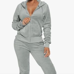 Gray Velour Track Suit